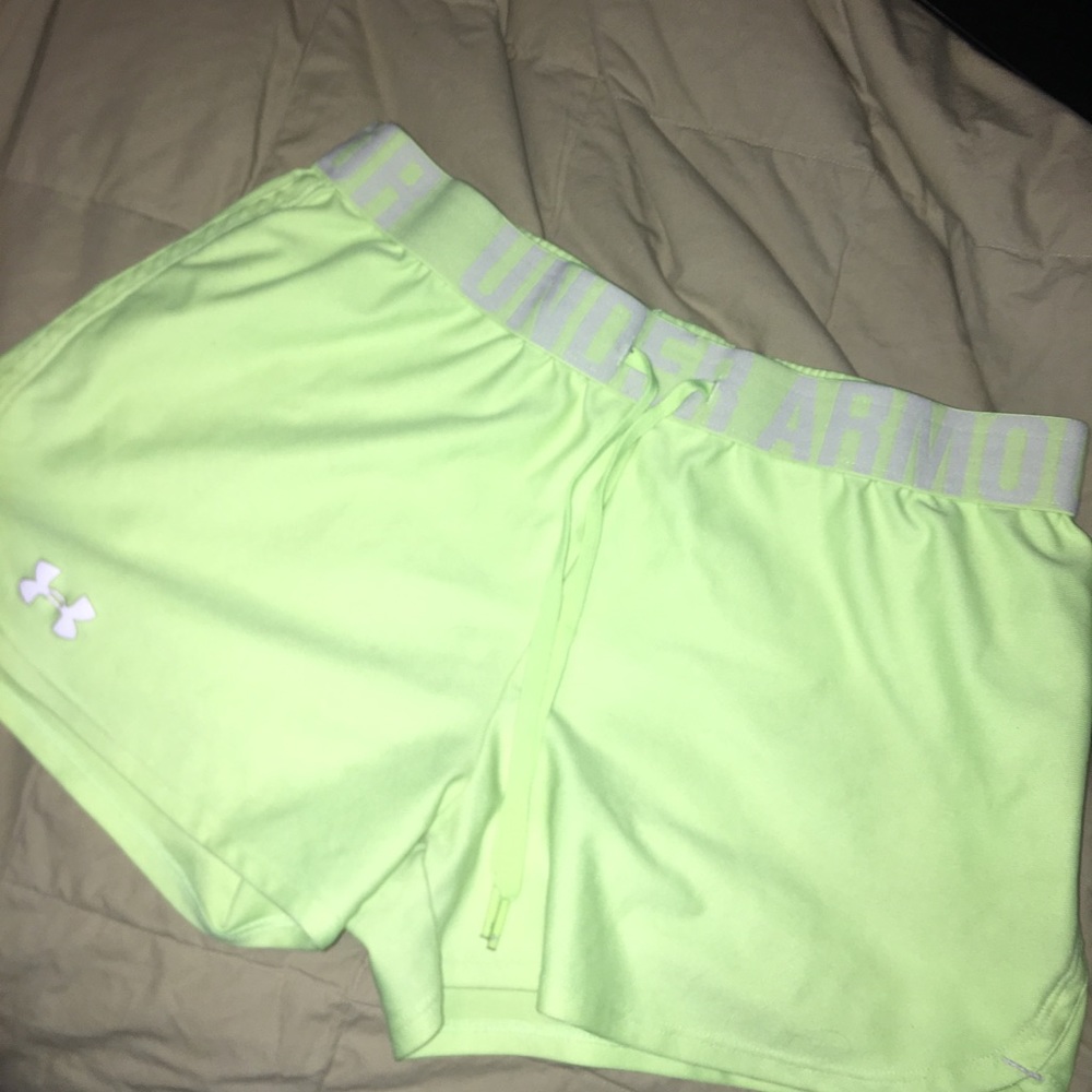 yellow neon under armour shorts